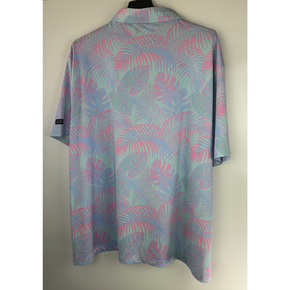 Sunday Swagger Fiji Polo Shirt Golf Tropical Aloha Palm Floral Men's 4XL - Picture 11 of 12